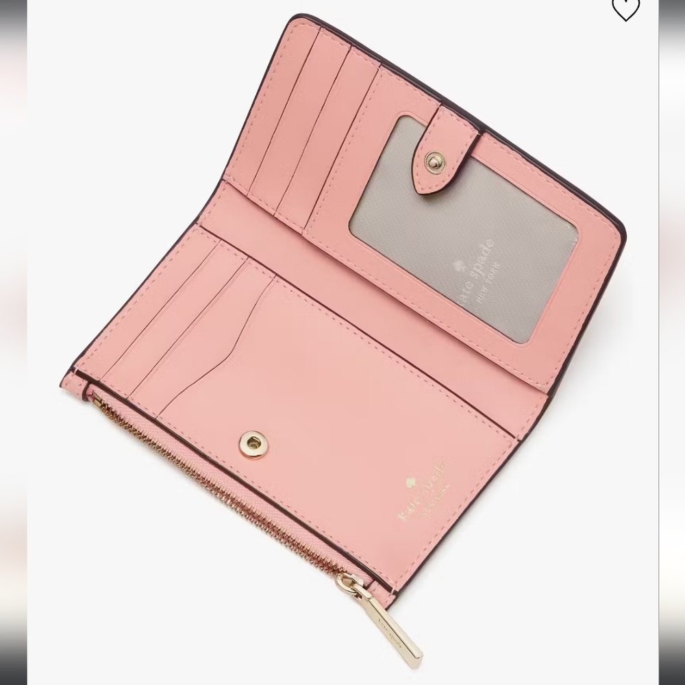 Kate Spade Leila Small Slim Bifold Wallet, Peachy Rose - Picture 2 of 6